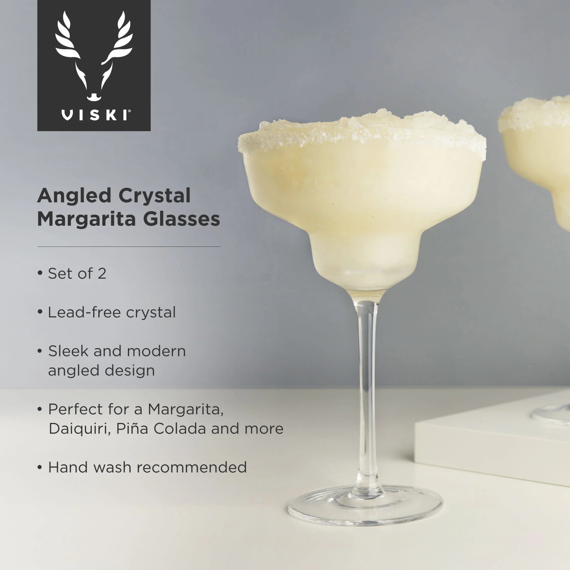 Viski Σετ με 2 Κρυστάλλινα Ποτήρια Margarita - 355 ml - Raye Angled