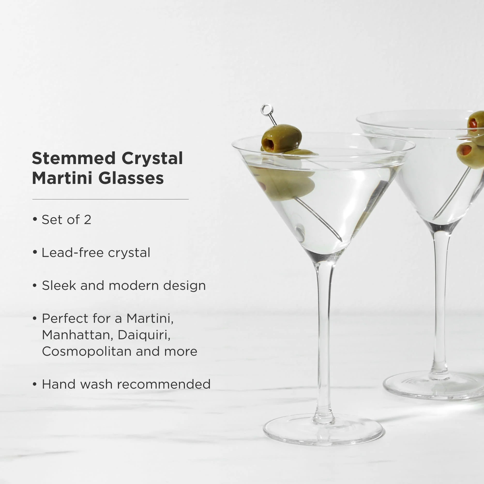 Viski Σετ με 2 Κρυστάλλινα Ποτήρια Martini - 266 ml - Raye