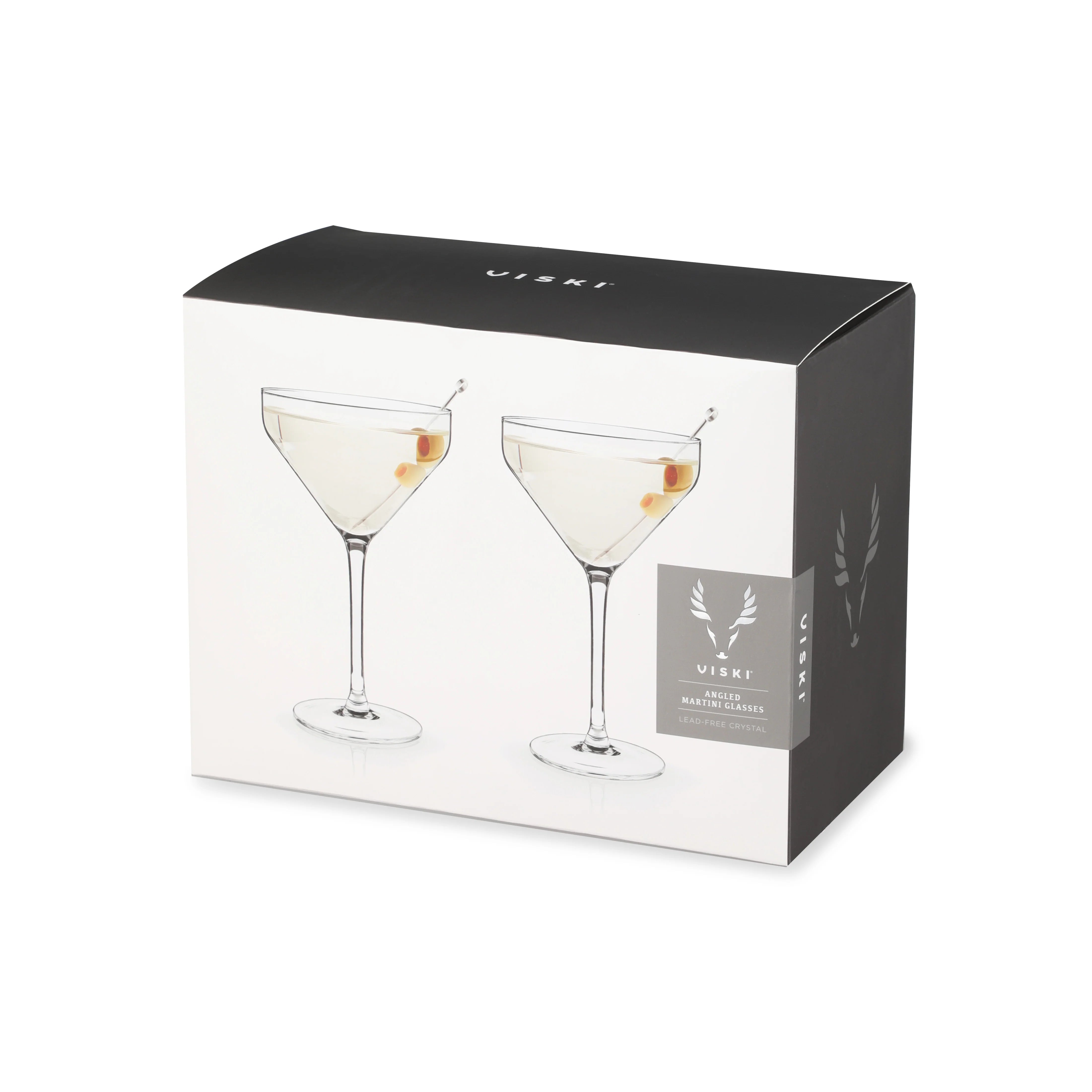 Viski Σετ με 2 Κρυστάλλινα Ποτήρια Martini - 266 ml - Raye Angled