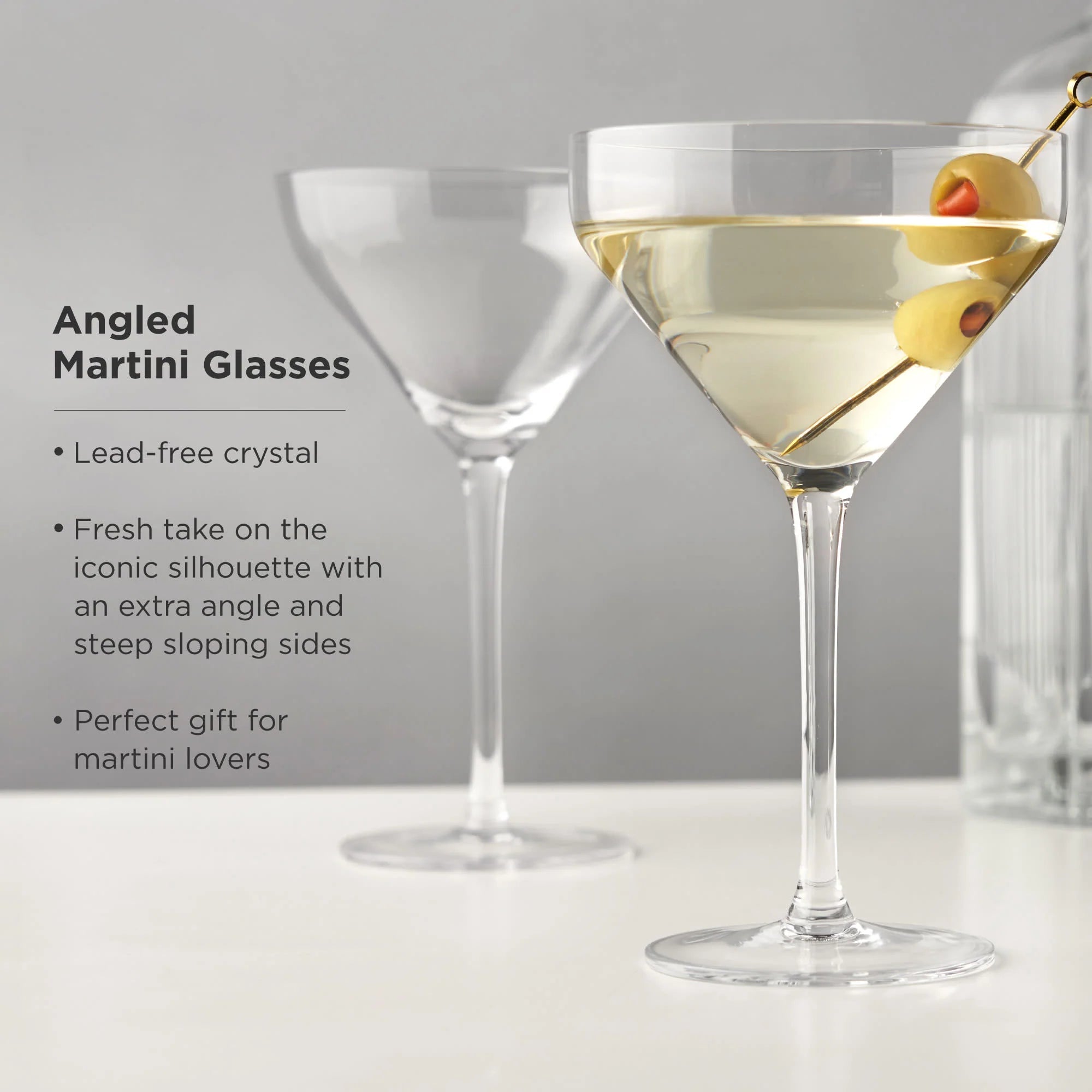 Viski Σετ με 2 Κρυστάλλινα Ποτήρια Martini - 266 ml - Raye Angled