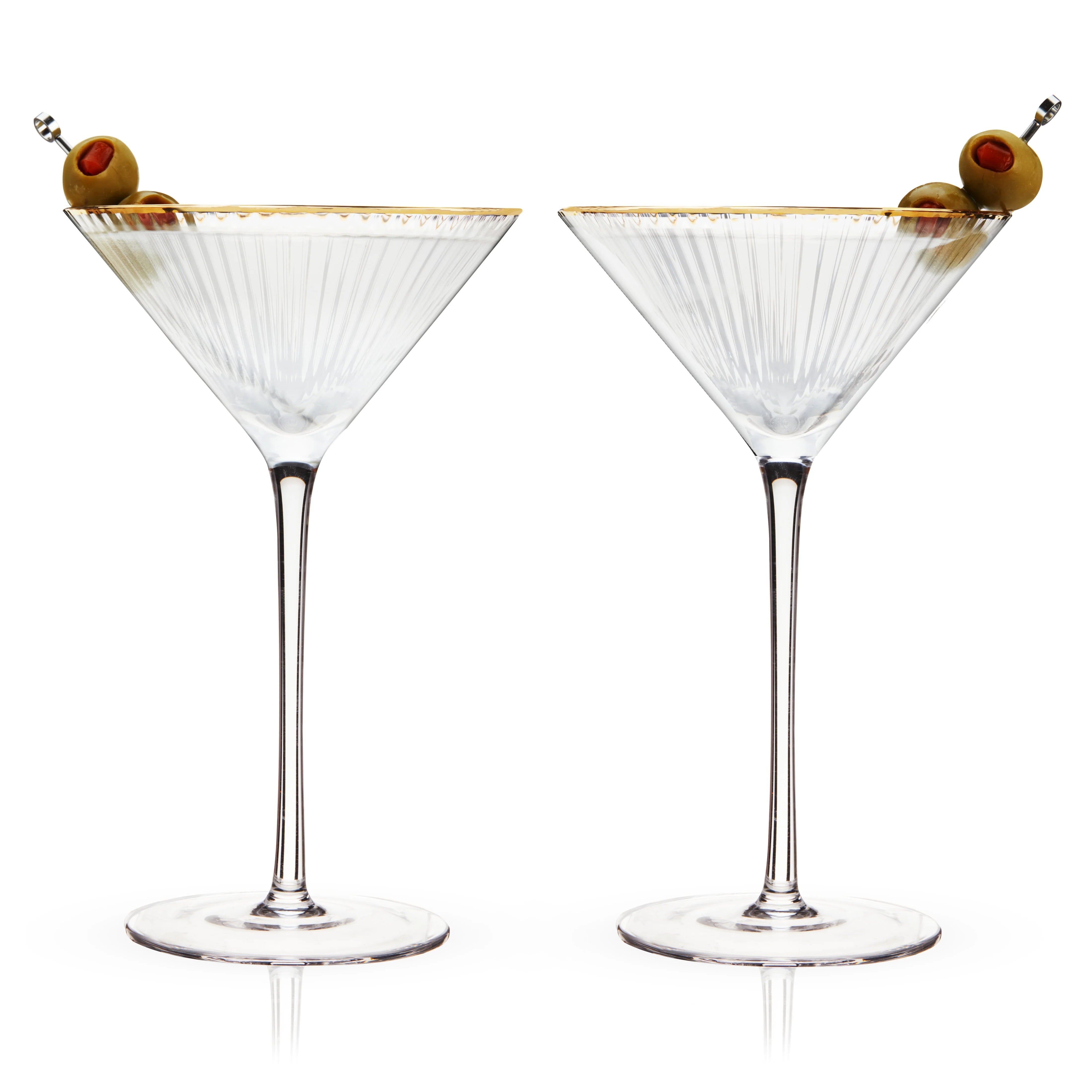 Viski Σετ με 2 Κρυστάλλινα Ποτήρια Martini με Χρυσό Χείλος - 230 ml - Meridian