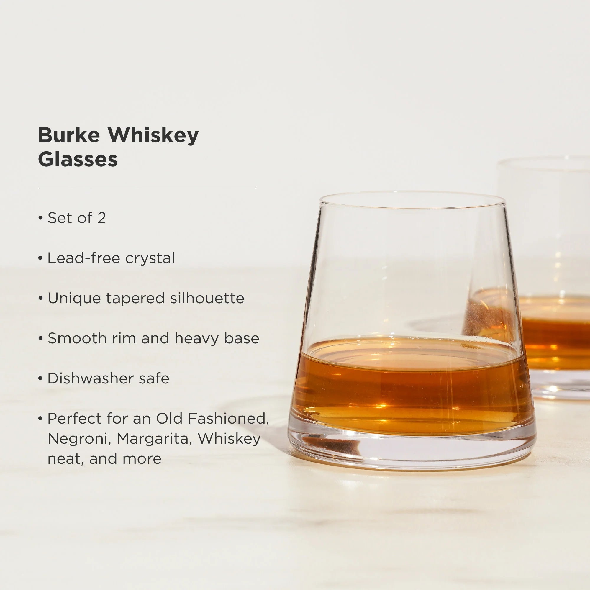 Viski Σετ με 2 Κρυστάλλινα Ποτήρια Ουίσκι - 240 ml - Burke