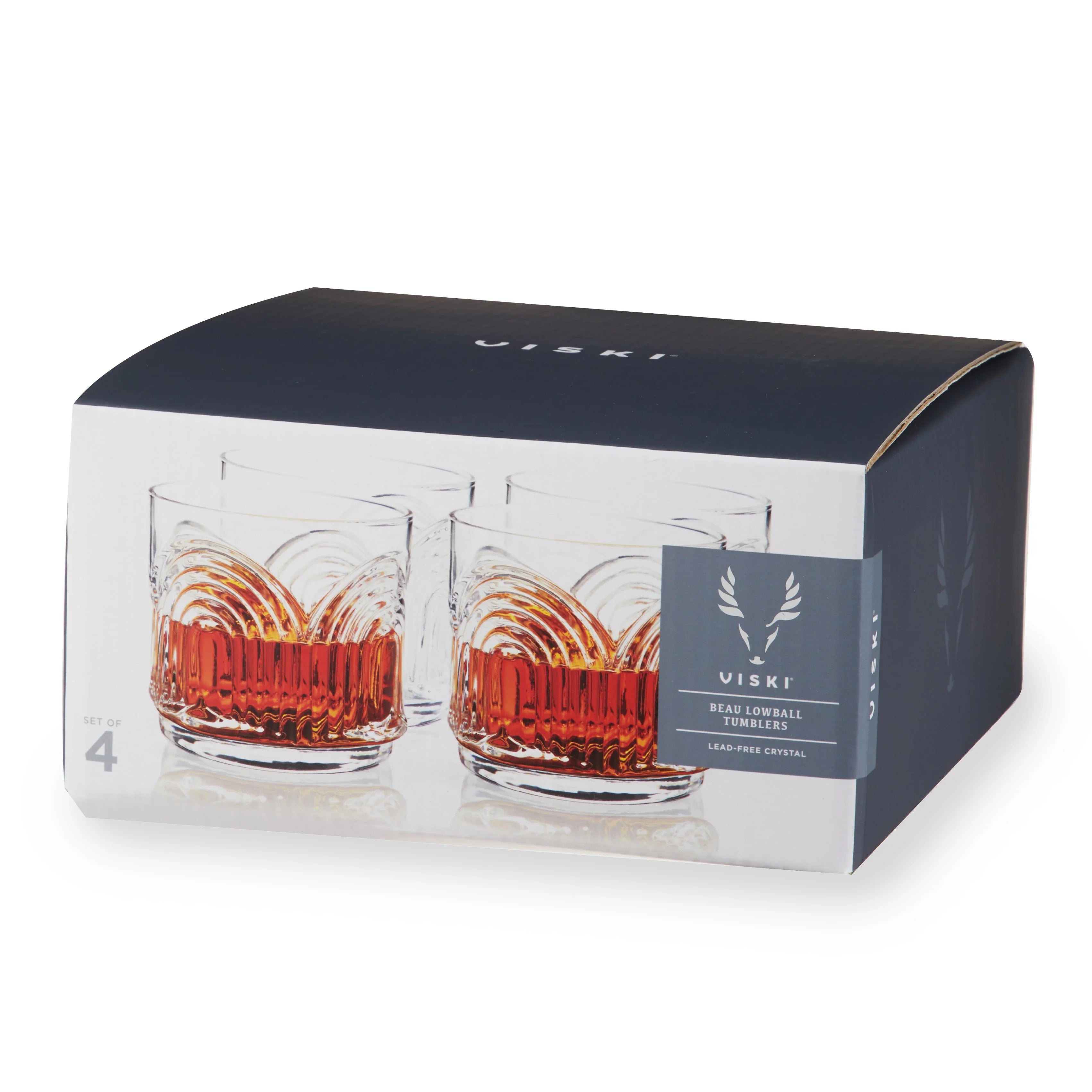 Viski Σετ με 4 Κρυστάλλινα Ποτήρια - 325 ml - Beau