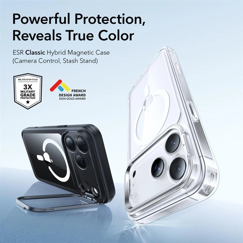 ESR iPhone 17 Pro - Classic Hybrid Kickstand MagSafe - Σκληρή Θήκη με Πλαίσιο Σιλικόνης και MagSafe - Διάφανη / Black