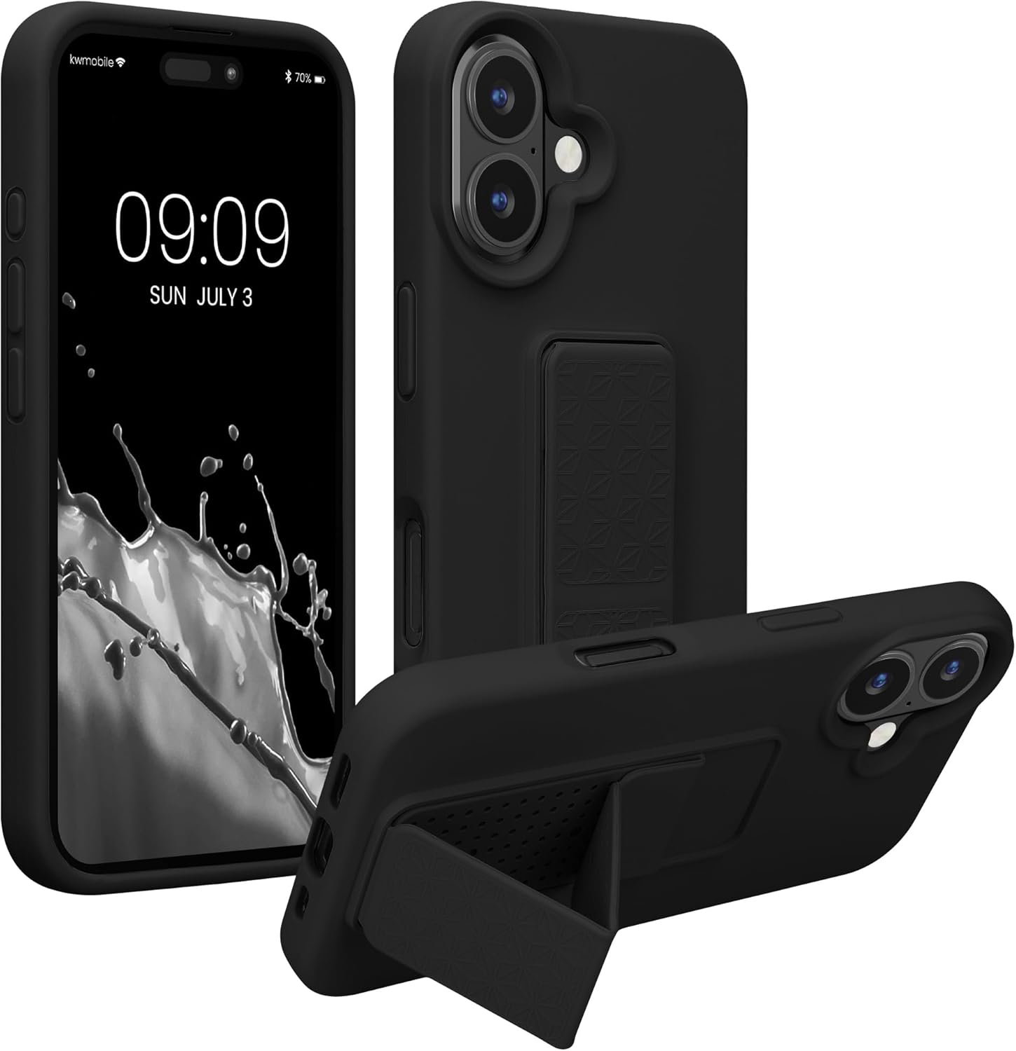 KW iPhone 16 Θήκη Σιλικόνης TPU με Finger Holder - Black