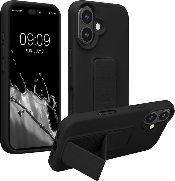 KW iPhone 16 Θήκη Σιλικόνης TPU με Finger Holder - Black - likebrands.gr