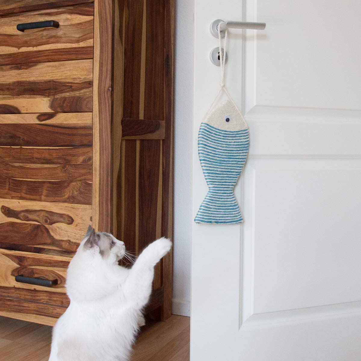 Navaris Cat Scratch Board - Ονυχοδρόμιο - Σανίδα για Γάτες Design Fish - 34x16cm - Turquoise - 48349.04