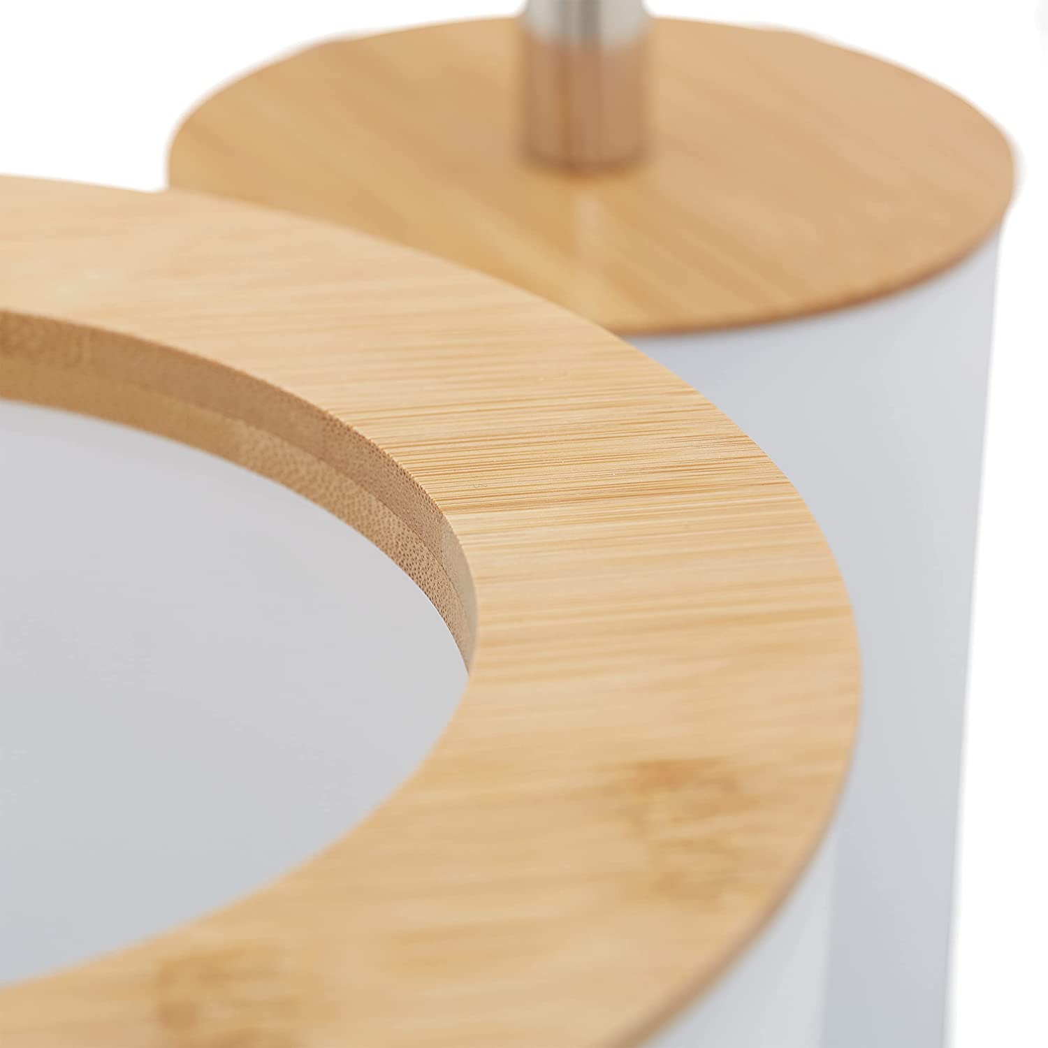 Relaxdays Αξεσουάρ Μπάνιου Σετ 6 Τεμαχίων από Πλαστικό και Μπαμπού - White / Light Brown - 4052025886509