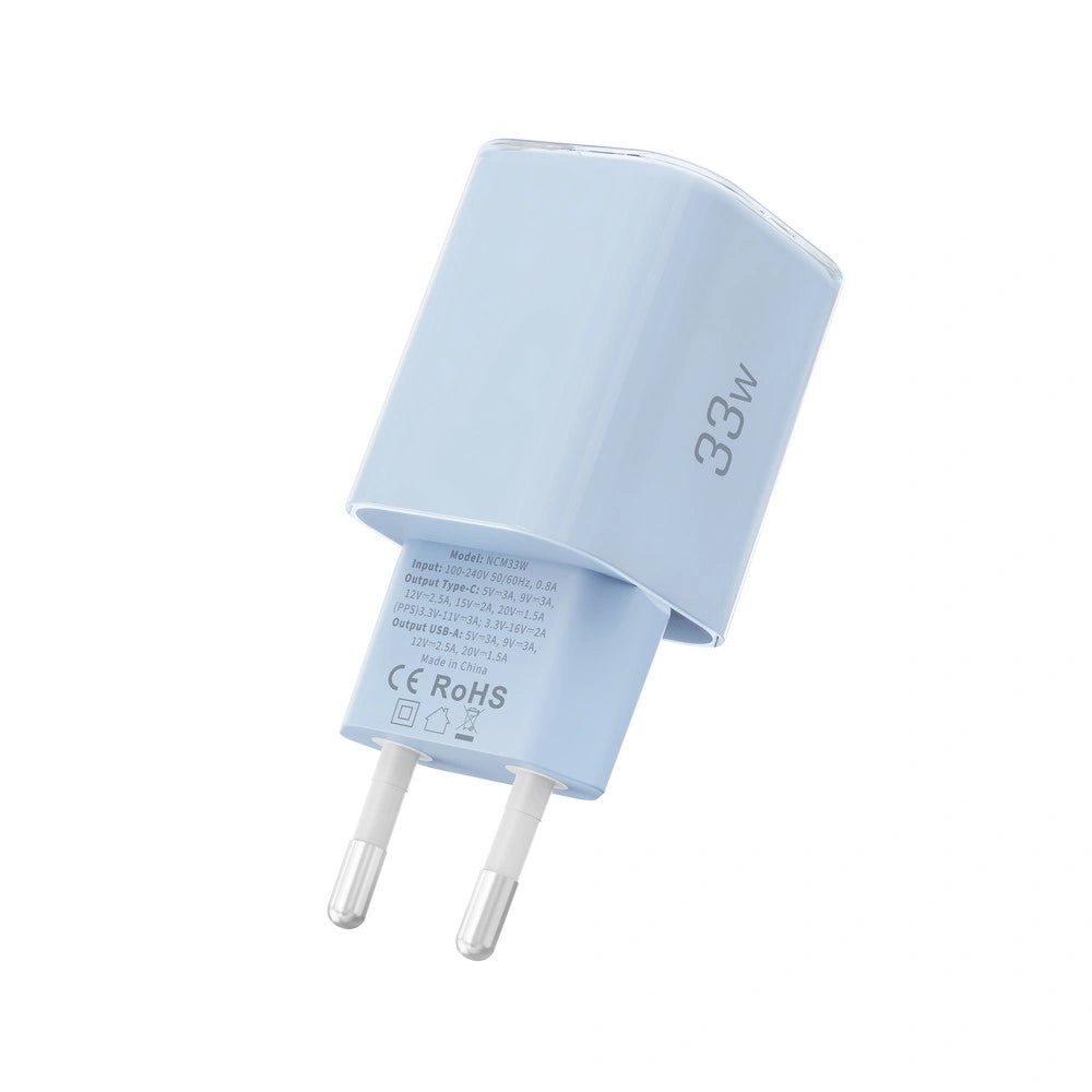 Tech - Protect NCM33W QC3.0 Οικιακός Φορτιστής Γρήγορης Φόρτισης με 1 Θύρα USB και 1 Θύρα Type - C - Baby Blue