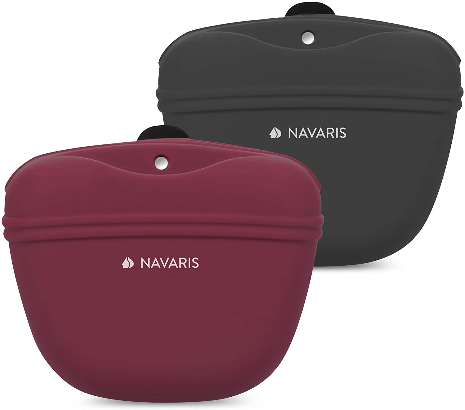 Navaris Σετ με 2 Θήκες Τροφής Εκπαίδευσης Σκύλων με Κλιπ για Ζώνη - Grey - Red - 51332.03