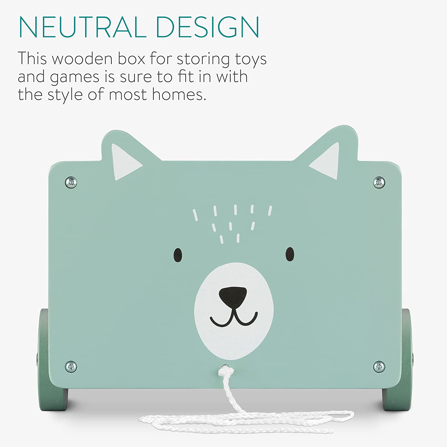 Navaris Toy Box Storage for Toys with Wheels - Παιδικό Κουτί Αποθήκευσης Παιχνιδιών με Ρόδες - Turquoise - 51163.06