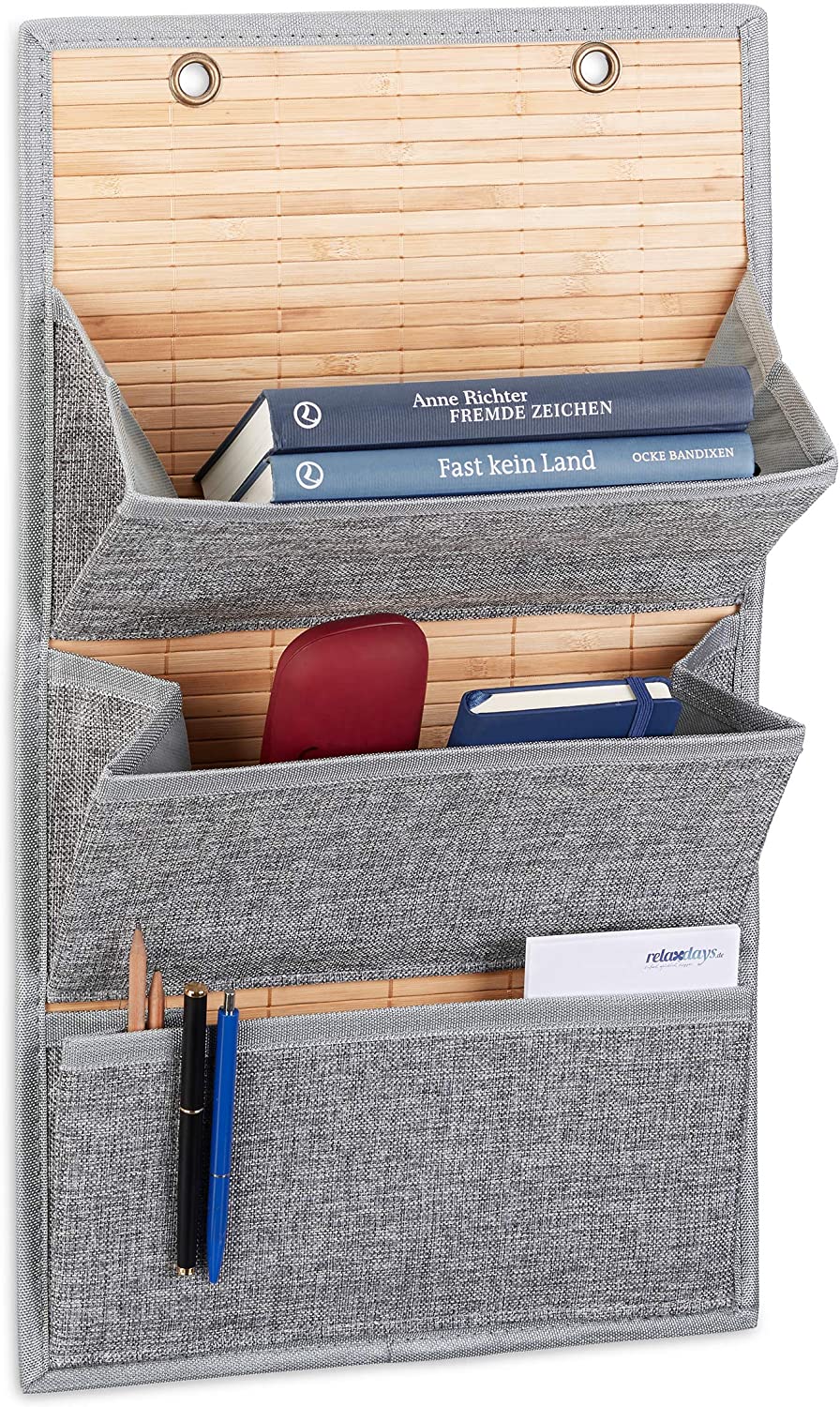 Relaxdays Διοργανωτής Τοίχου από Μπαμπού για το Γραφείο και τον Διάδρομο - Grey - Medium - 4052025960957