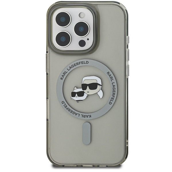 Karl Lagerfeld iPhone 16 Pro - IML Metal Karl and Choupette Head - Σκληρή Θήκη με Πλαίσιο Σιλικόνης και MagSafe - Black - KLHMP16LHLSKCK