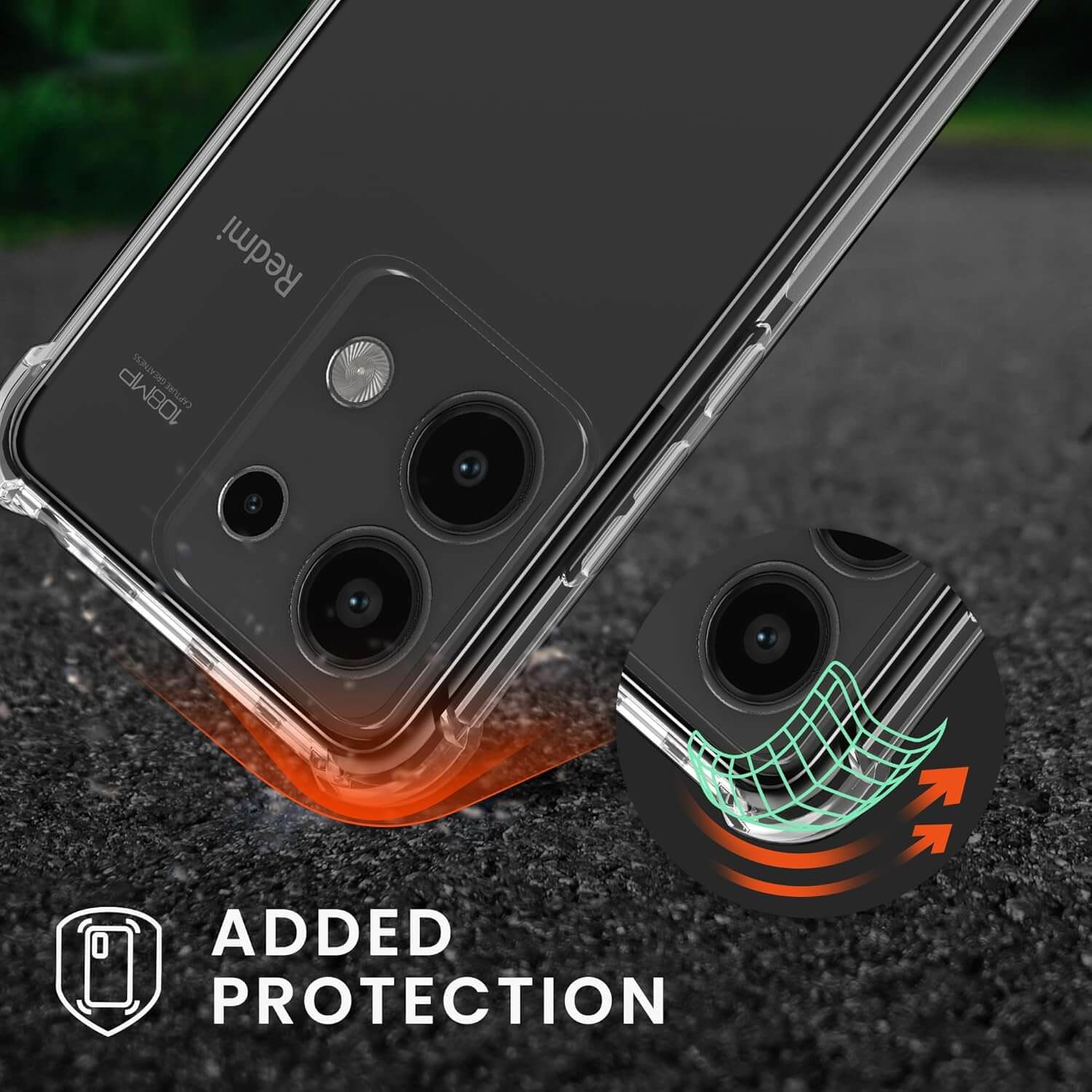 KW Xiaomi Redmi Note 13 4G Θήκη Σιλικόνης TPU με Λουράκι - Διάφανη / Black