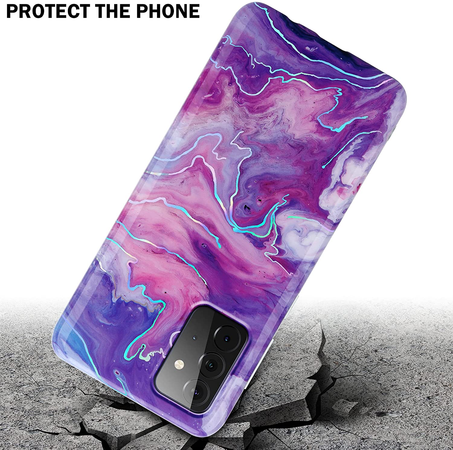 Cadorabo Samsung Galaxy A72 / A72 5G Θήκη Σιλικόνης TPU - Design Marble No.19 Mosaic Pattern - Pink / Purple / Marble