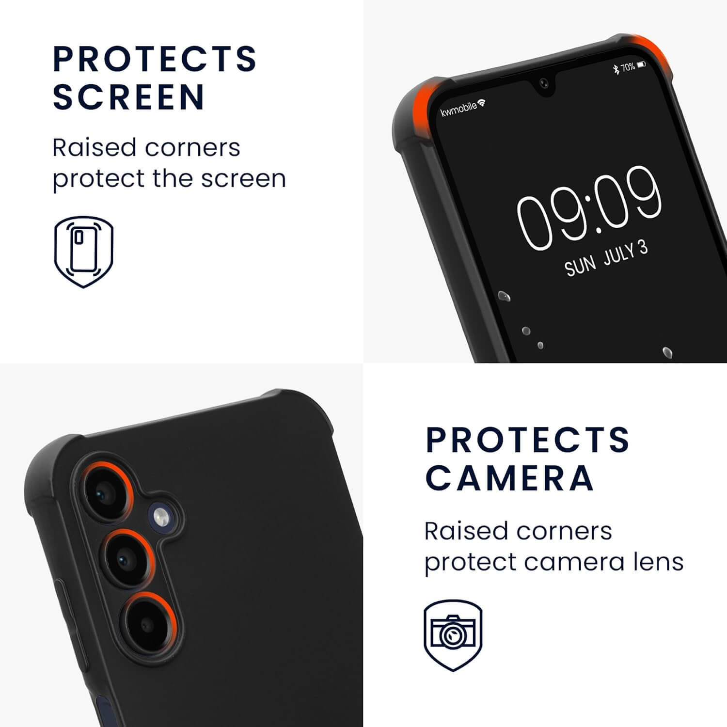 KW Samsung Galaxy A15 4G / A15 5G Θήκη Σιλικόνης TPU με Λουράκι - Black