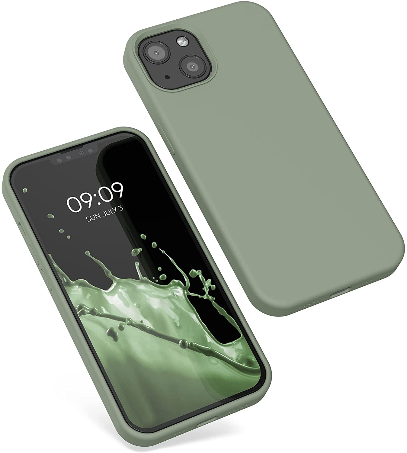KW iPhone 13 Θήκη Σιλικόνης Rubberized TPU - Gray / Green - 55878.172