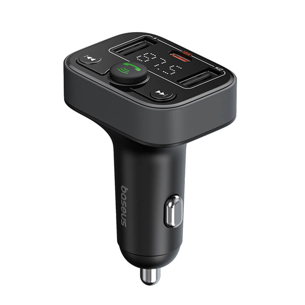 Baseus S-09 Lite FM Transmitter με 2 Θύρες USB και 1 Θύρα Type-C για Αναπαραγωγή Μουσικής / Φόρτιση Κινητών στο Αυτοκίνητο - Cluster Black