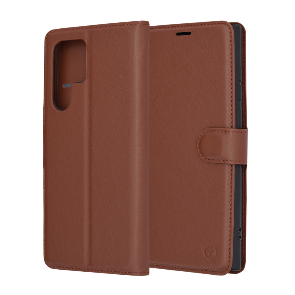Techsuit Samsung Galaxy S22 Ultra - Leather Folio - Θήκη Πορτοφόλι από Δερματίνη με Stand - Brown