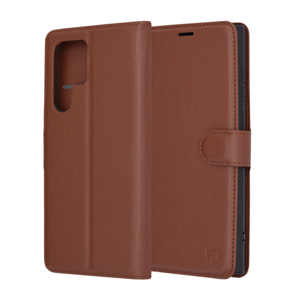 Techsuit Samsung Galaxy S22 Ultra - Leather Folio - Θήκη Πορτοφόλι από Δερματίνη με Stand - Brown