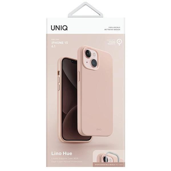 Uniq iPhone 15 Lino Hue Magclick Θήκη Σιλικόνης με MagSafe - Pink