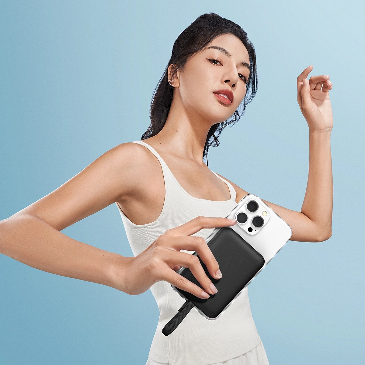 Baseus Magnetic Mini Ασύρματο MagSafe PowerBank 10000mAh 20W με Καλώδιο Type-C και Ενσωματωμένο Καλώδιο Lightning - Black