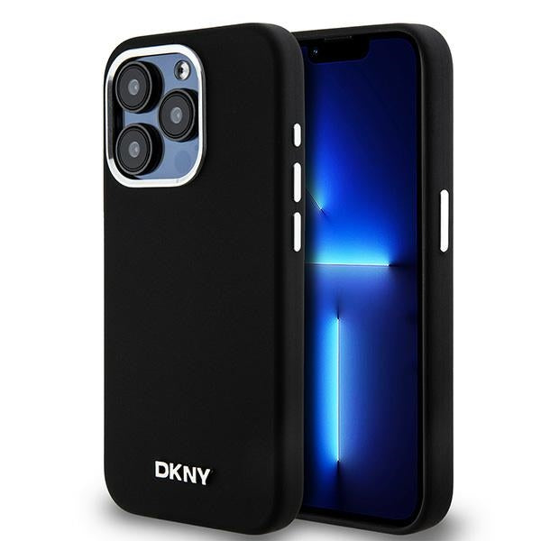 DKNY iPhone 15 Pro - Liquid Silicone Small Metal Logo - MagSafe Σκληρή Θήκη με Πλαίσιο Σιλικόνης - Black