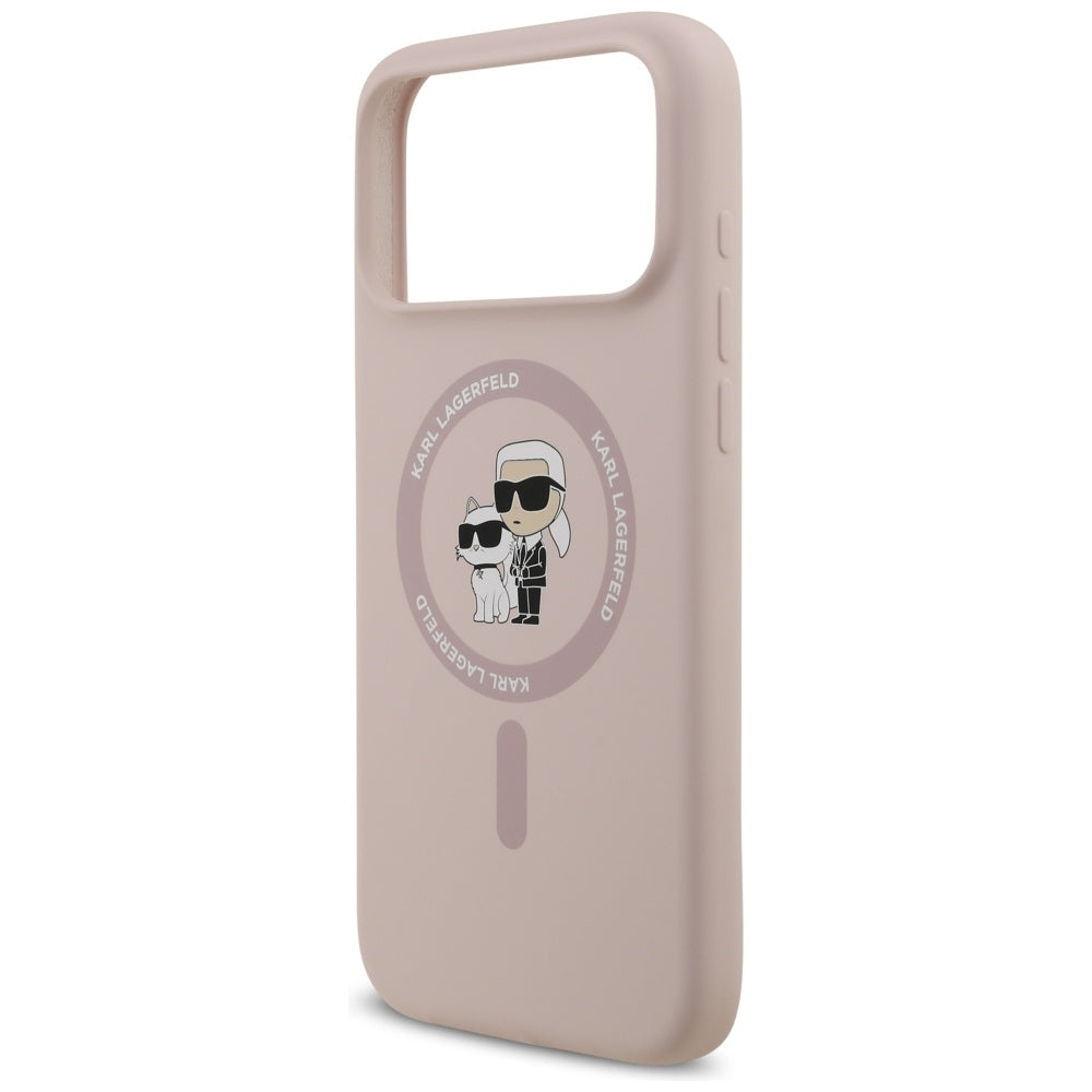 Karl Lagerfeld iPhone 17 Pro Max - Silicone Karl and Choupette Ring MagSafe Θήκη Σιλικόνης - Pink - KLHMP17XSCMKCRHP