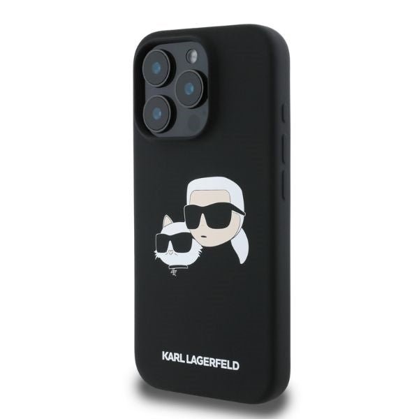 Karl Lagerfeld iPhone 16 Pro Max - Silicone Double Heads Print - Θήκη Σιλικόνης με MagSafe - Black - KLHMP16XSKCHPPLK