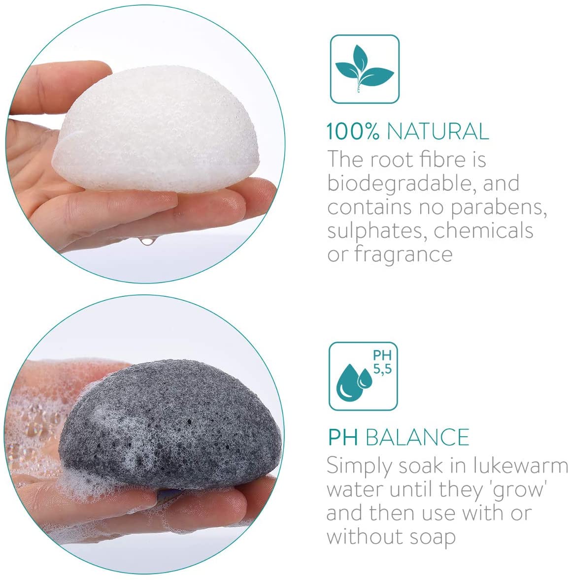 Navaris Set of Konjac Sponges Σετ με 3 Σφουγγάρια Καθαρισμού Προσώπου και Σώματος - 49124.32