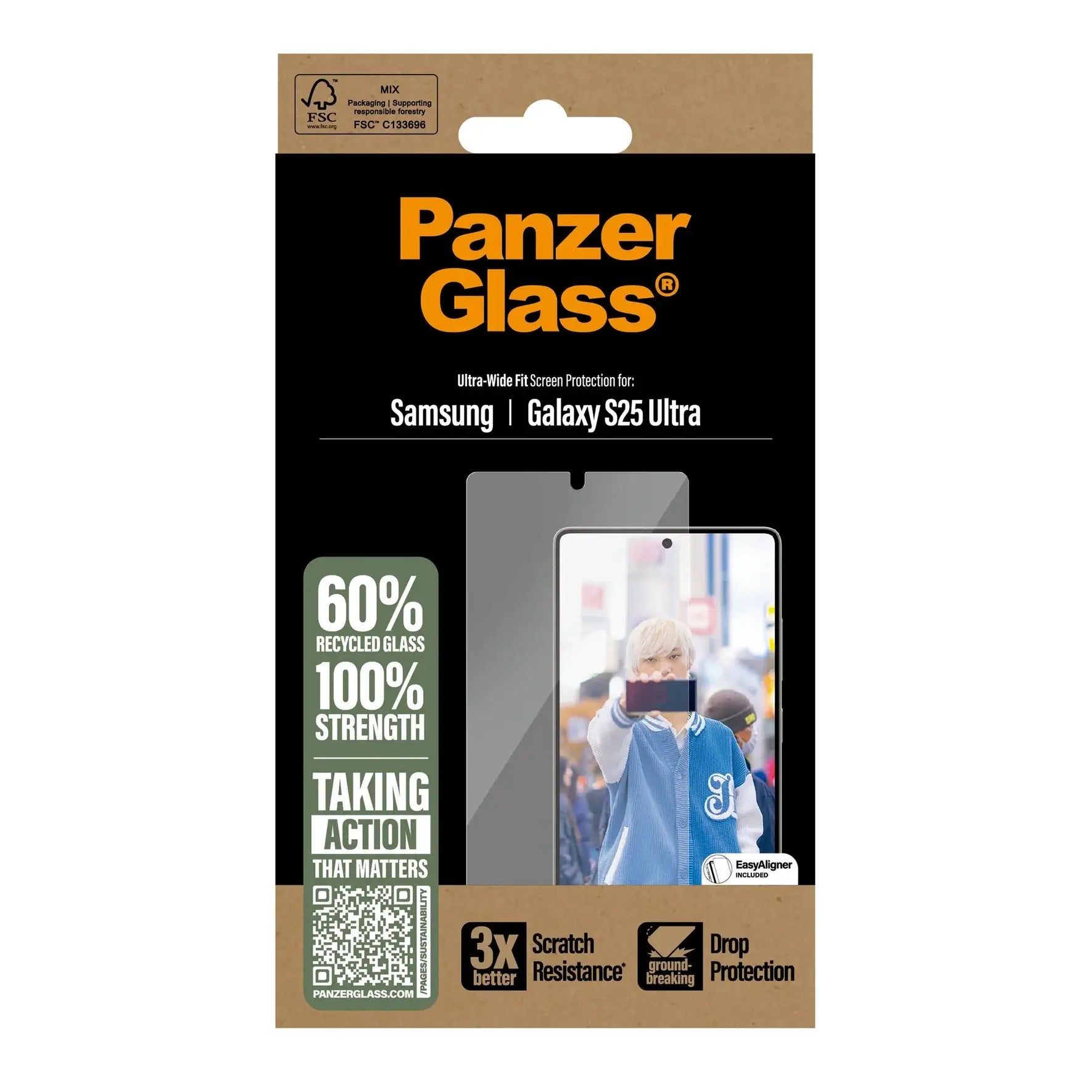 PanzerGlass Samsung Galaxy S25 Ultra - Ultra-Wide Fit Case Friendly Full Screen Αντιχαρακτικό Γυαλί Οθόνης - Διάφανο
