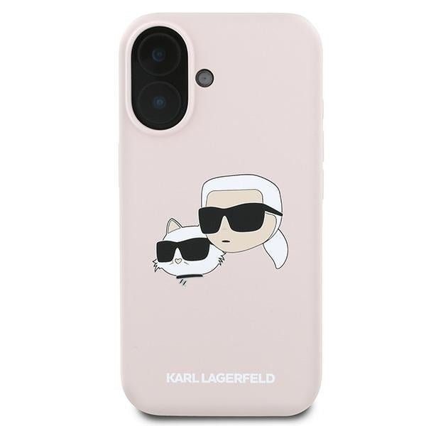 Karl Lagerfeld iPhone 16 Plus - Silicone Double Heads Print - Θήκη Σιλικόνης με MagSafe - Pink - KLHMP16MSKCHPPLP
