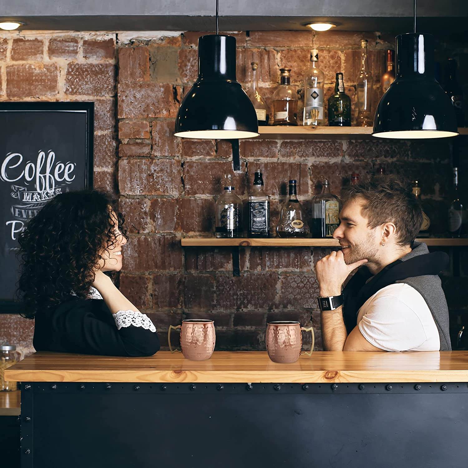 Relaxdays Moscow Mule Σετ με 2 Κούπες για Cocktail από Ανοξείδωτο Ατσάλι και Επίστρωση Χαλκού - 500ml - Rose Gold - 4052025208394