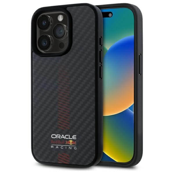 Red Bull iPhone 15 Pro - Carbon Fiber Power Bar - MagSafe Σκληρή Θήκη με Πλαίσιο Σιλικόνης - Black - RBHMP15L24CFGSMK