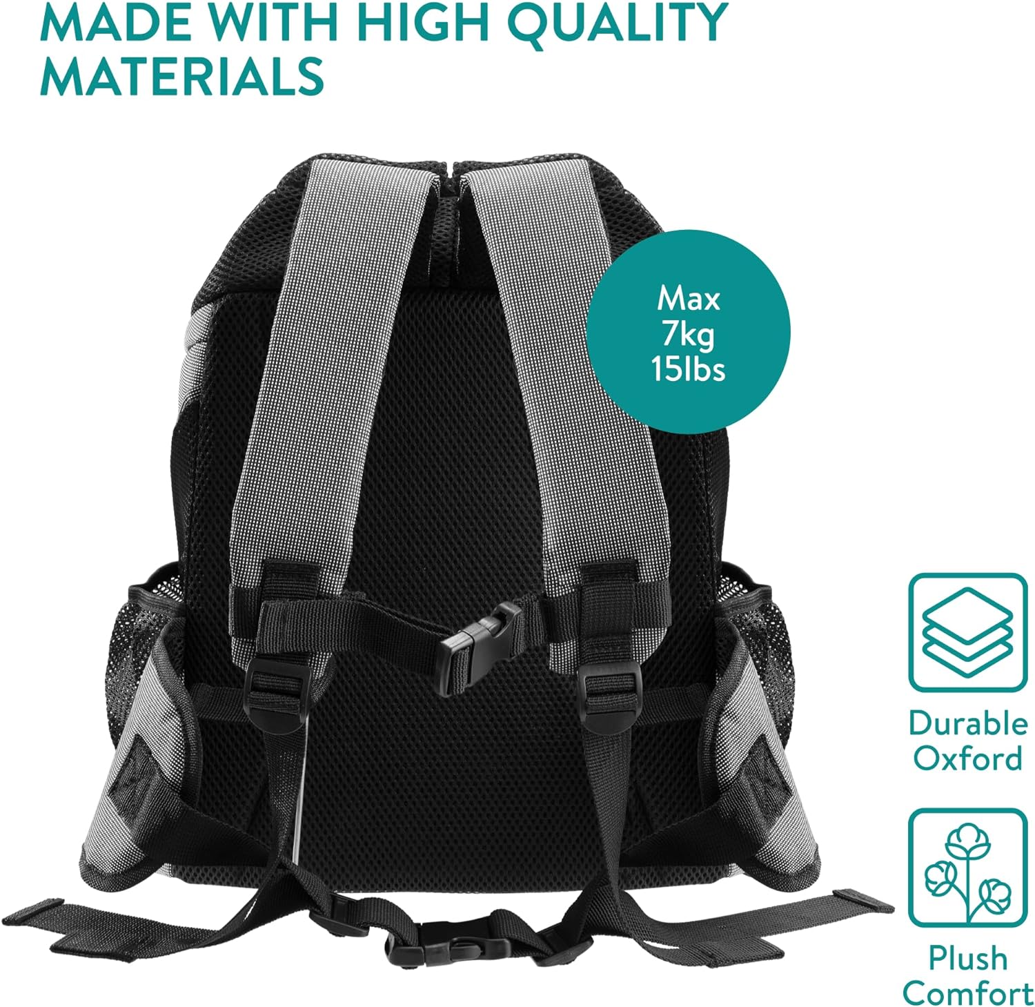 Navaris Σακίδιο Μεταφοράς για Κατοικίδια Ζώα - 37 x 33 x 24 cm - Grey - 61849.22