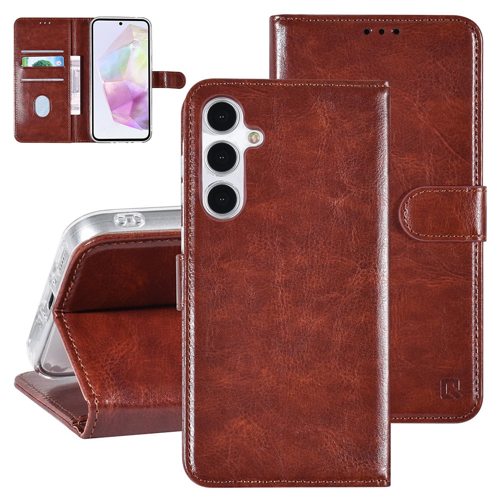 Tuniq Samsung Galaxy A35 5G - Θήκη Πορτοφόλι Stand από Δερματίνη - Καφέ