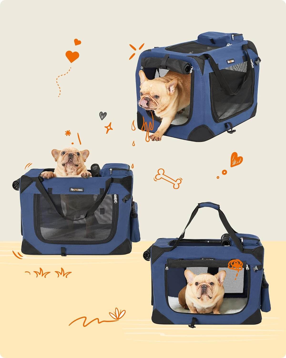 Feandrea Τσάντα Μεταφοράς για Κατοικίδια Ζώα - 50 x 35 x 35 cm - Dark Blue - PDC50Z