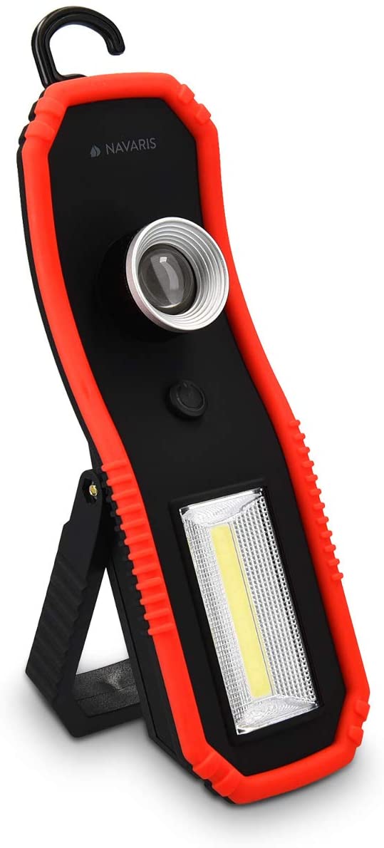 Navaris 1x 3W COB LED Work Light Φακός Εργασίας με Μαγνητική Βάση και Γάντζο - Black / Red - 45758.01