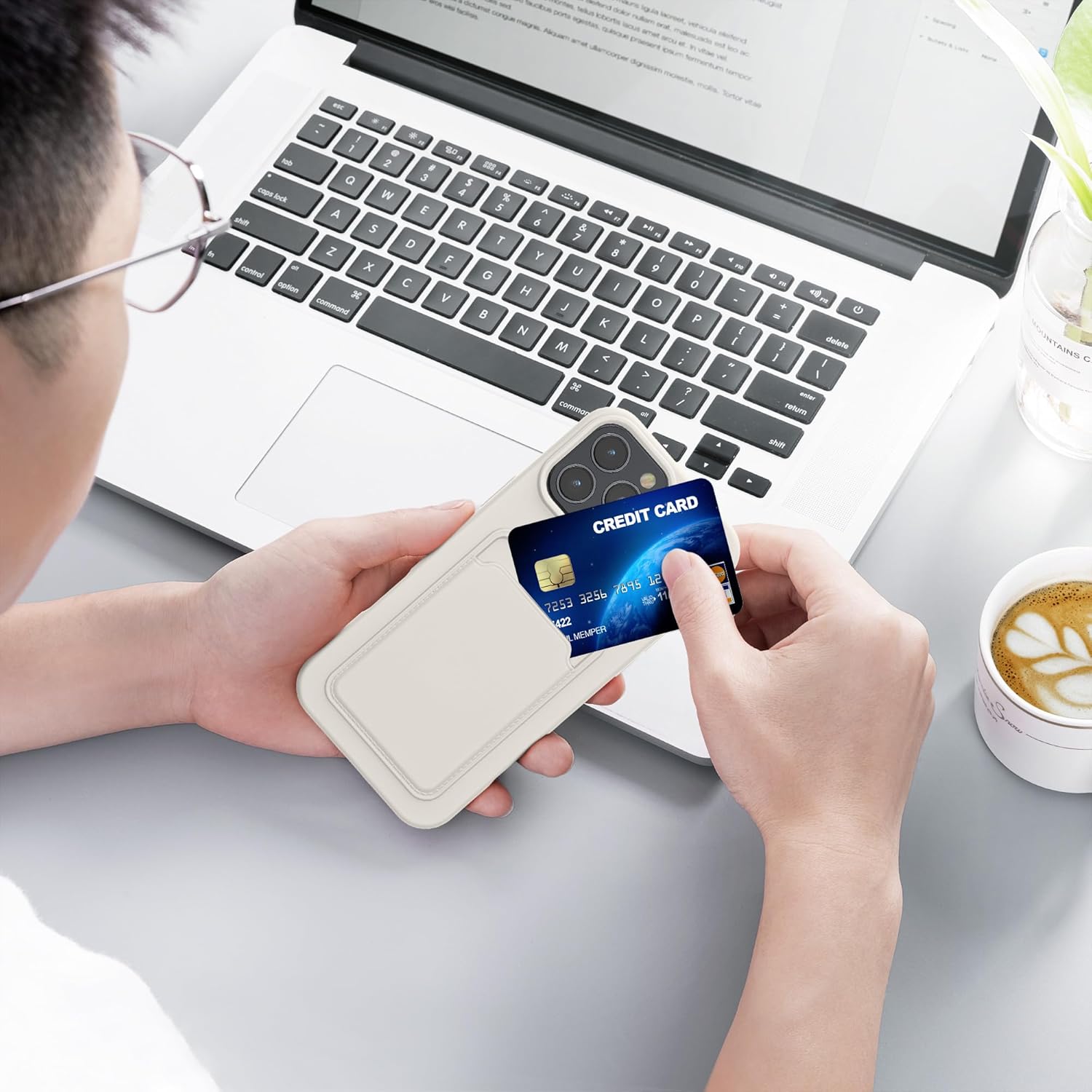 KW iPhone 16 Pro Max Θήκη Σιλικόνης TPU με Υποδοχή για Κάρτα - White