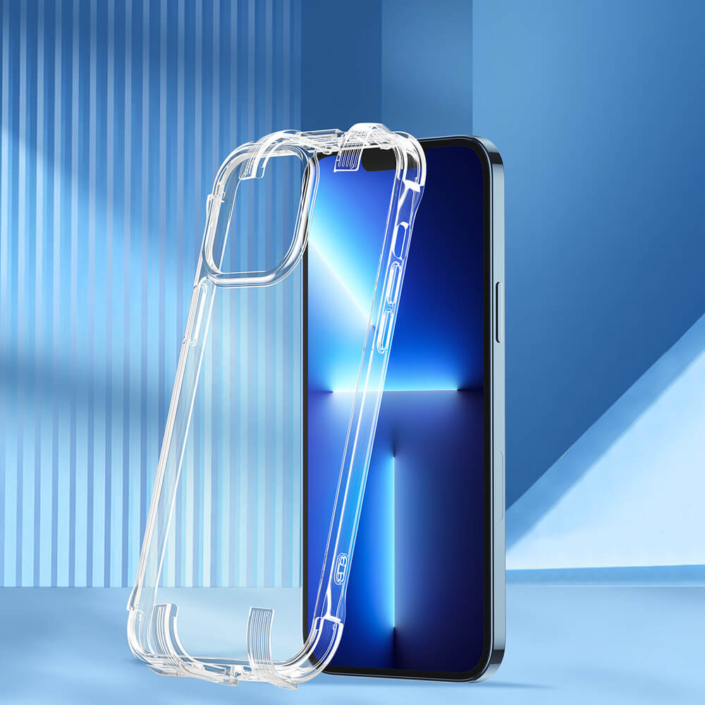 Joyroom iPhone 13 Pro Defender Series Σκληρή Θήκη με Πλαίσιο Σιλικόνης και Ενσωματωμένα Άγκιστρα Στήριξης - Διάφανη