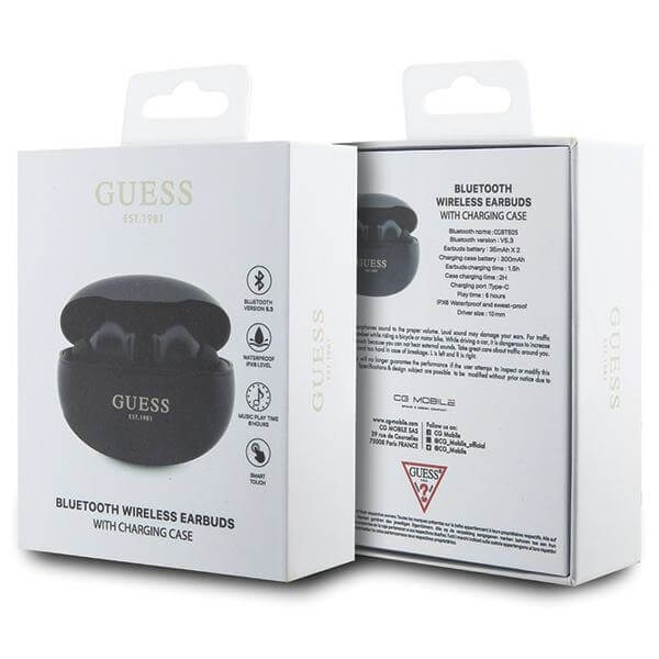 Guess TWS Classic EST - Bluetooth 5.3 - Ασύρματα ακουστικά για Κλήσεις / Μουσική - Black