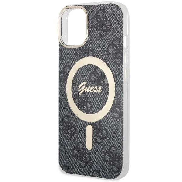 Guess iPhone 13 / 14 / 15 - 4G MagSafe Σκληρή Θήκη με Πλαίσιο Σιλικόνης και MagSafe - Black - GUHMP14SH4STK