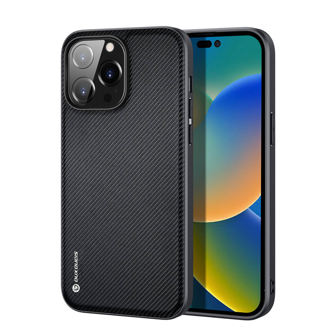 Dux Ducis iPhone 14 Pro Fino Series Σκληρή Θήκη με Πλαίσιο Σιλικόνης και Επένδυση από Ύφασμα - Black