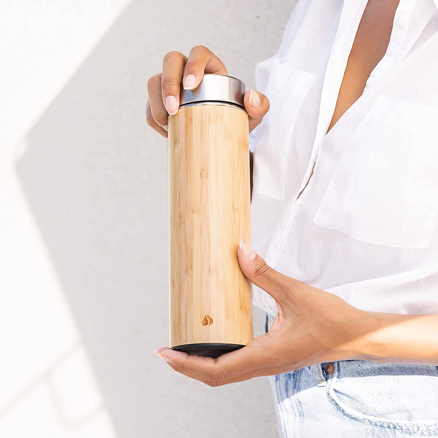 Navaris Tea Bottle Μπουκάλι Τσαγιού από Μπαμπού και Ανοξείδωτο Ατσάλι - 500ml - Mint Green - 54268.2.71