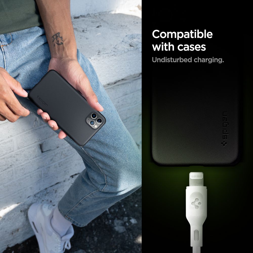 Spigen DuraSync MFi Lightning - Καλώδιο Γρήγορης Φόρτισης Type-C to Lightning 100cm - 2 Τεμάχια - White