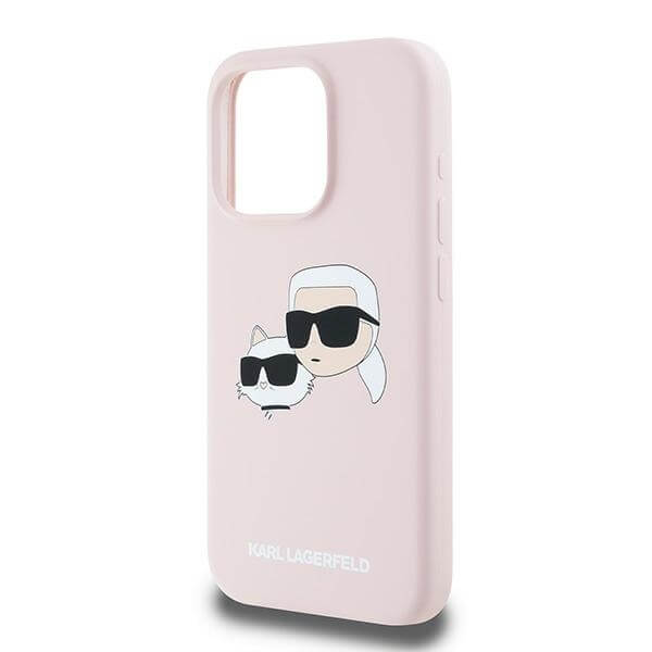 Karl Lagerfeld iPhone 15 Pro Max - Silicone Karl and Choupette - Θήκη Σιλικόνης με MagSafe - Pink - KLHMP15XSKCHPPLP