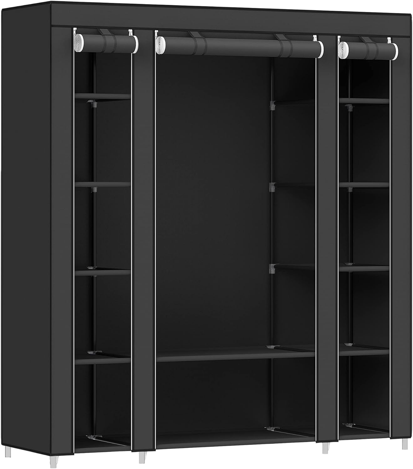 Songmics Υφασμάτινη Ντουλάπα με Ράγα Ρούχων και Ράφια - 150 x 175 x 45 cm - Black - LSF03H