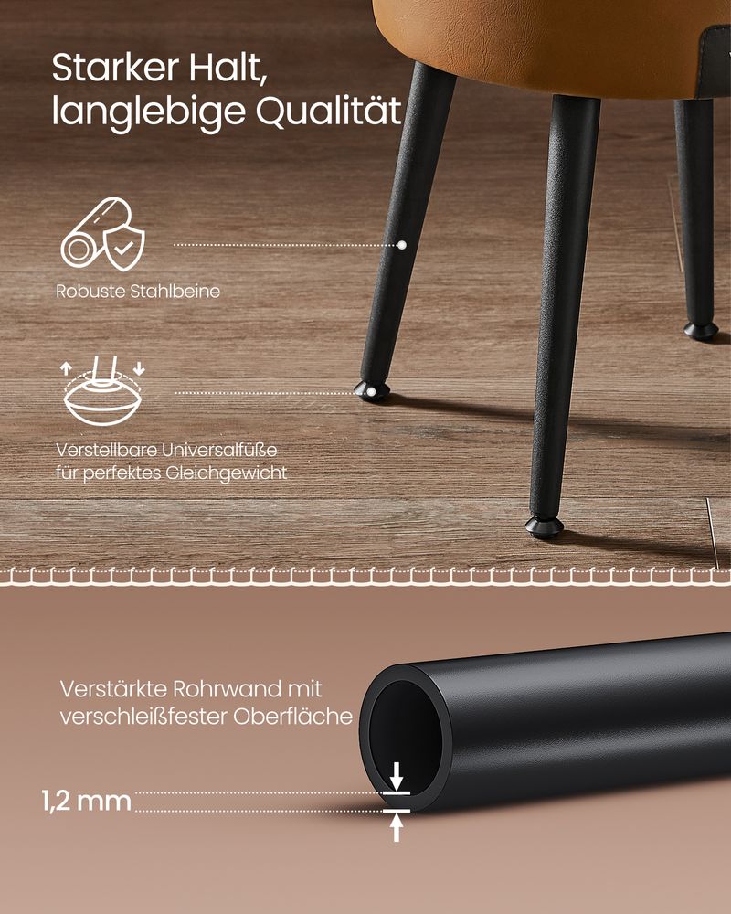 Vasagle EKHO Σκαμπό με Αποθηκευτικό Χώρο από Συνθετικό δέρμα και Ατσάλινα Πόδια - 38.2 x 44.4 cm - Caramel Brown - LOM005K01