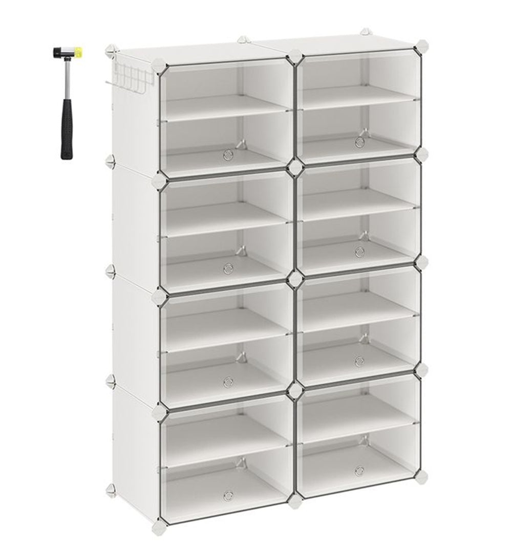 Songmics Πλαστική Παπουτσοθήκη με 8 Ράφια - White - LPC034W01