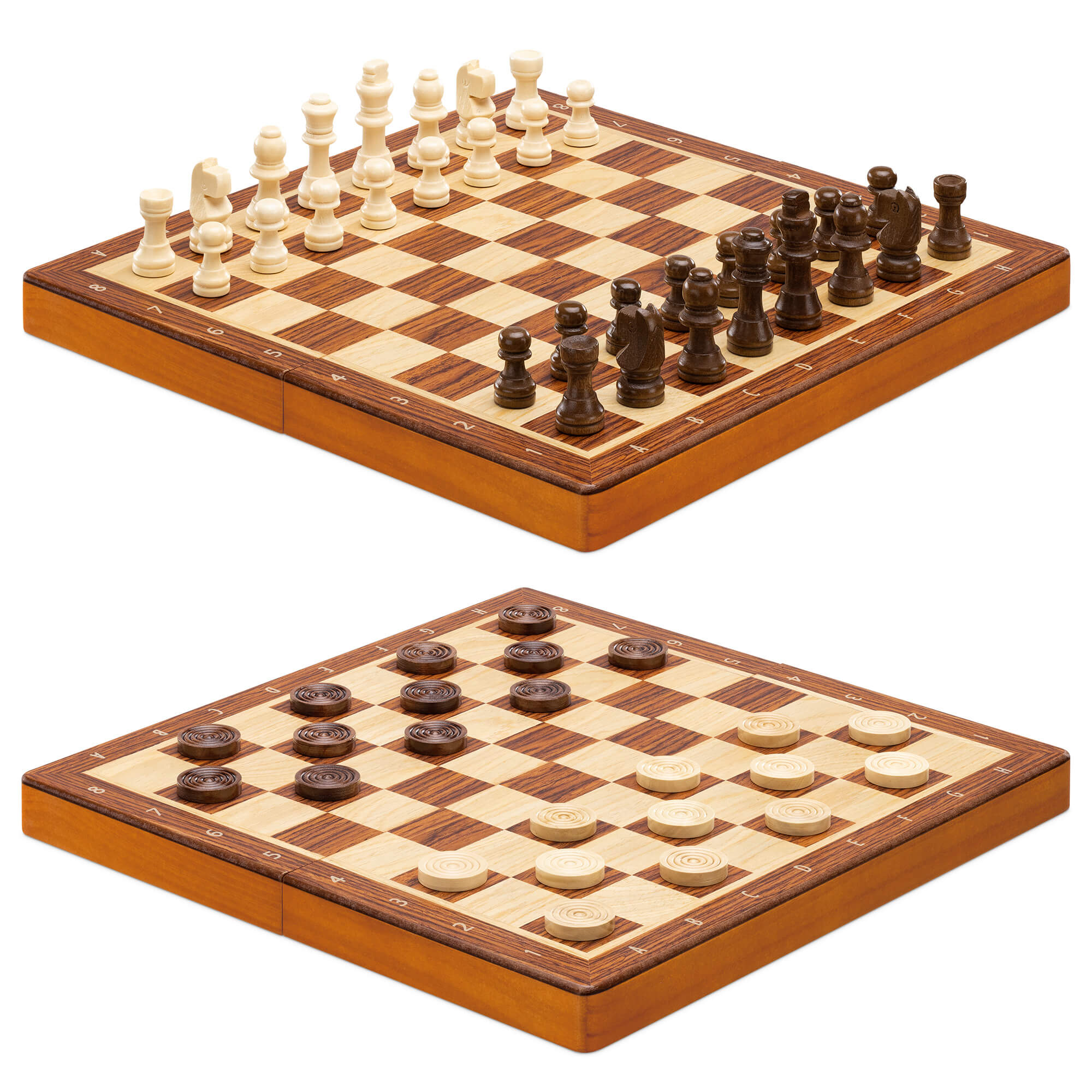 Navaris Επιτραπέζιο Ξύλινο Σκάκι με Πιόνια και Πούλια - Brown - 55260.01.05